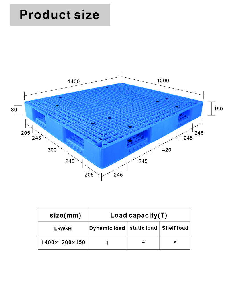 1400x1200x150mm Plastic Pallet for Mini Industrial Applications ISO9001 Certified