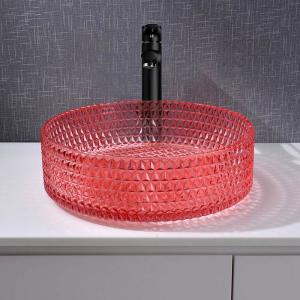 Quality Crystal Glass Red Hand Wash Basin Bathroom Vessel Sinks wholesale