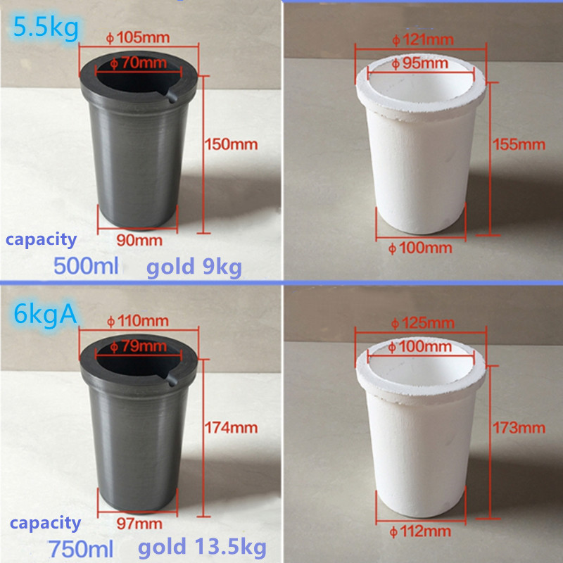 High Pure Graphite Materials 1kg 2kg 3kg 4kg 5kg Quartz Crucible for Gold Silver Melting