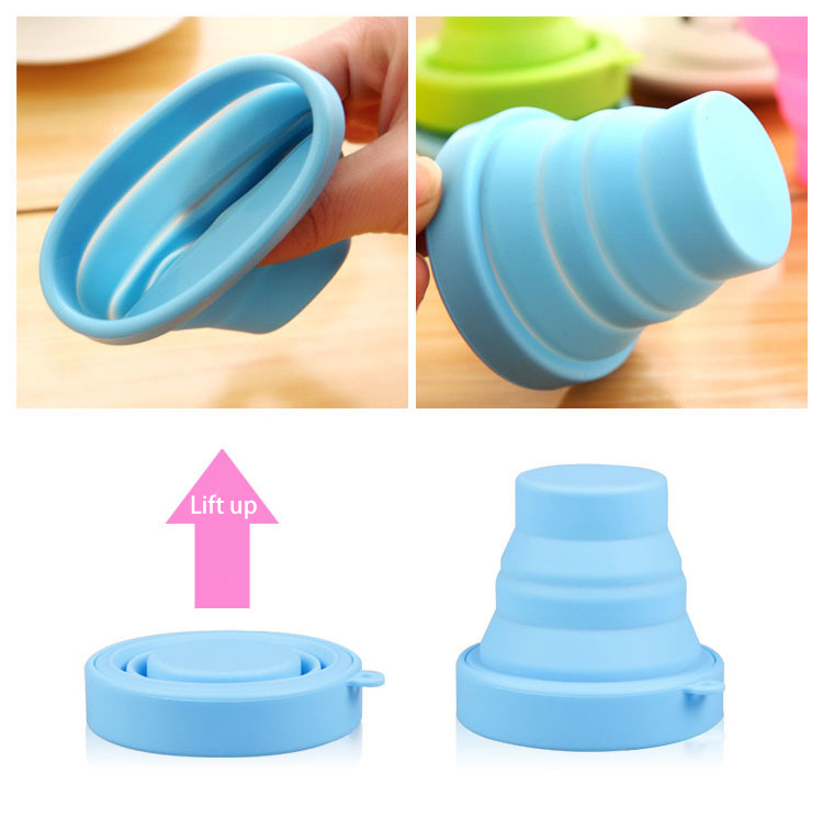 Candy Color 170ml Silicone Travel Mug Rose Silicone Collapsible Travel Cup