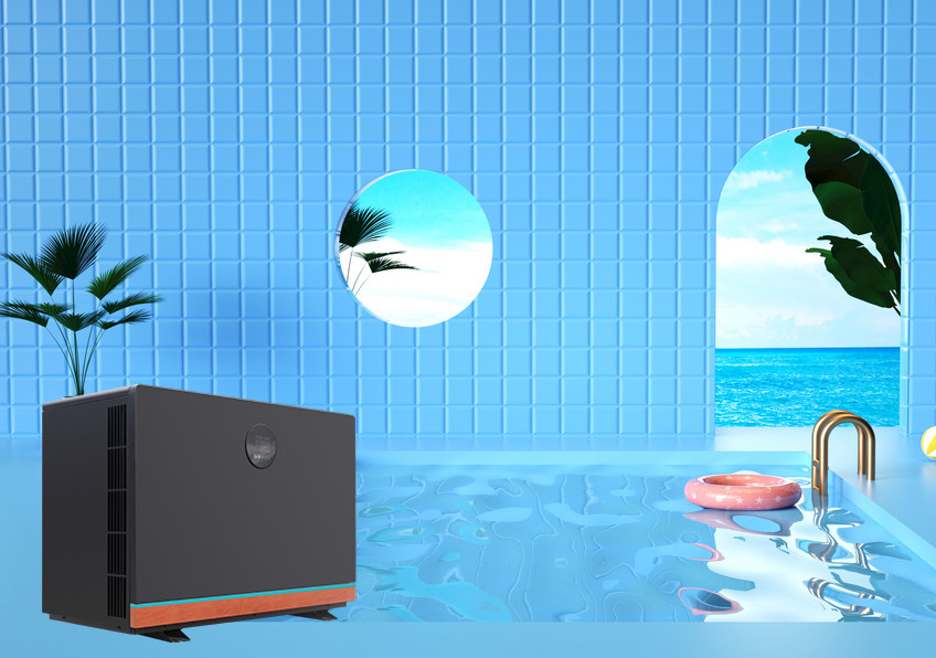 Black 13KW Swimming Pool Inverter Heat Pump Boiler High COP Low Carbon