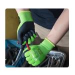 Silicone Free Elastic Green Foam Nitrile Palm Coated Gloves