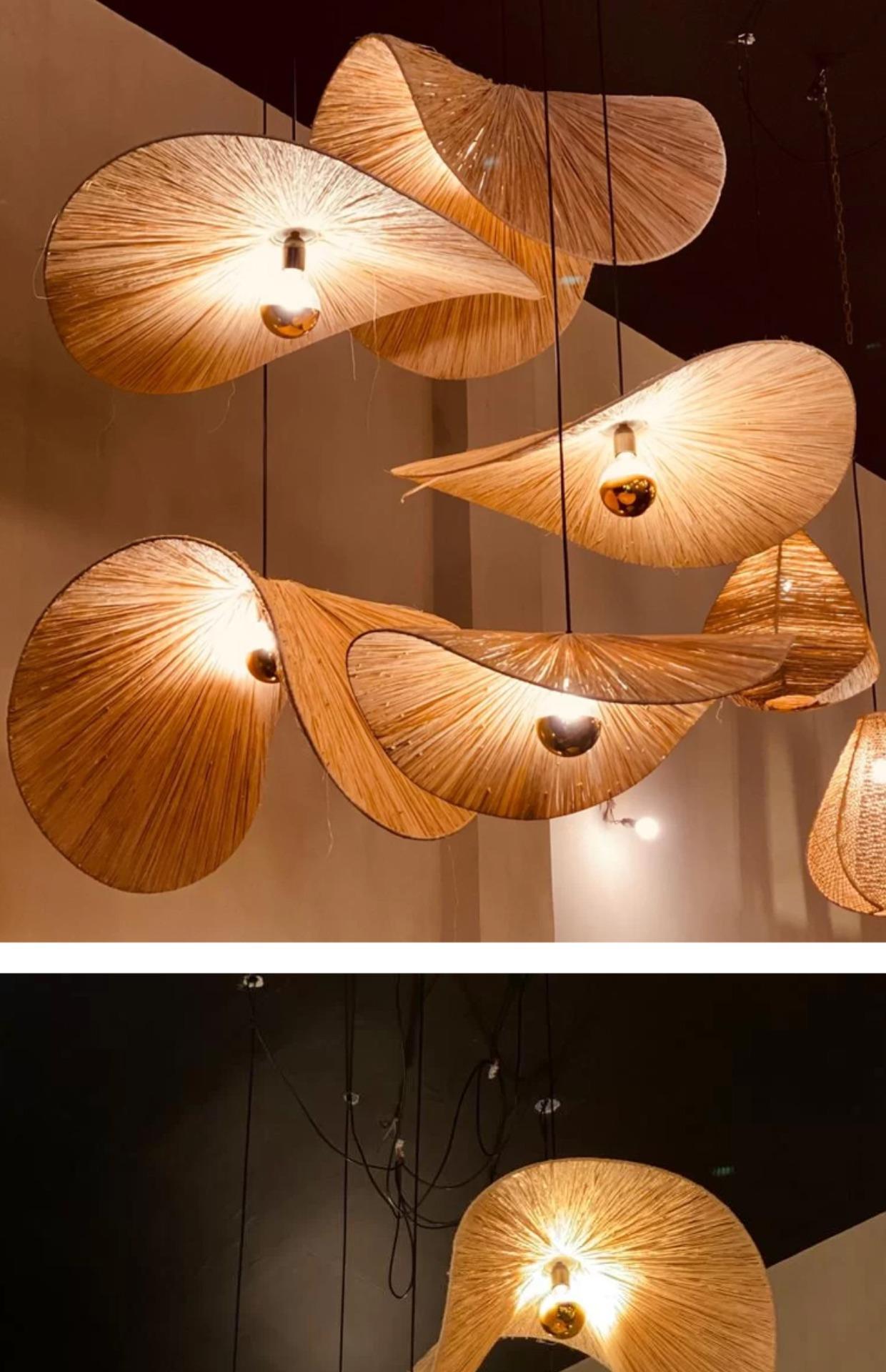 Japanese Chandelier Creative Hand Living Dining Room Woven Bamboo Chandelier(WH-MI-408)
