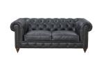 Vintage Slate Color 2 Seater Leather Sofa Grey , Leather Couch Two Seater