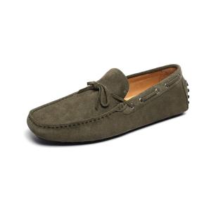 Quality Cow Split Suede Euro 45size Mens Leather Moccasins Olive Green wholesale