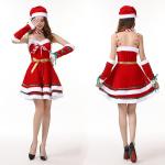 Age Group Adults Christmas Dress Pleuche Red Green with Accessories Performance