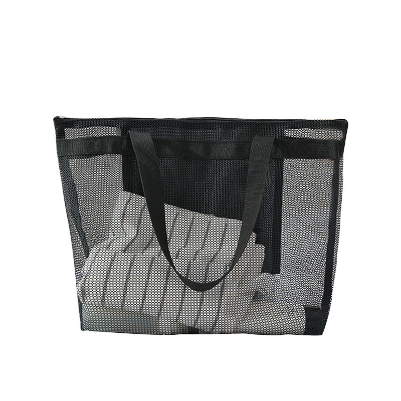 Summer Vacation Hand Mesh Raffia Tote Bags Waterproof With Zipper