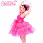 Flower Kids Dance Clothes Straps Sequines Bodice Tiers Organza Dress With