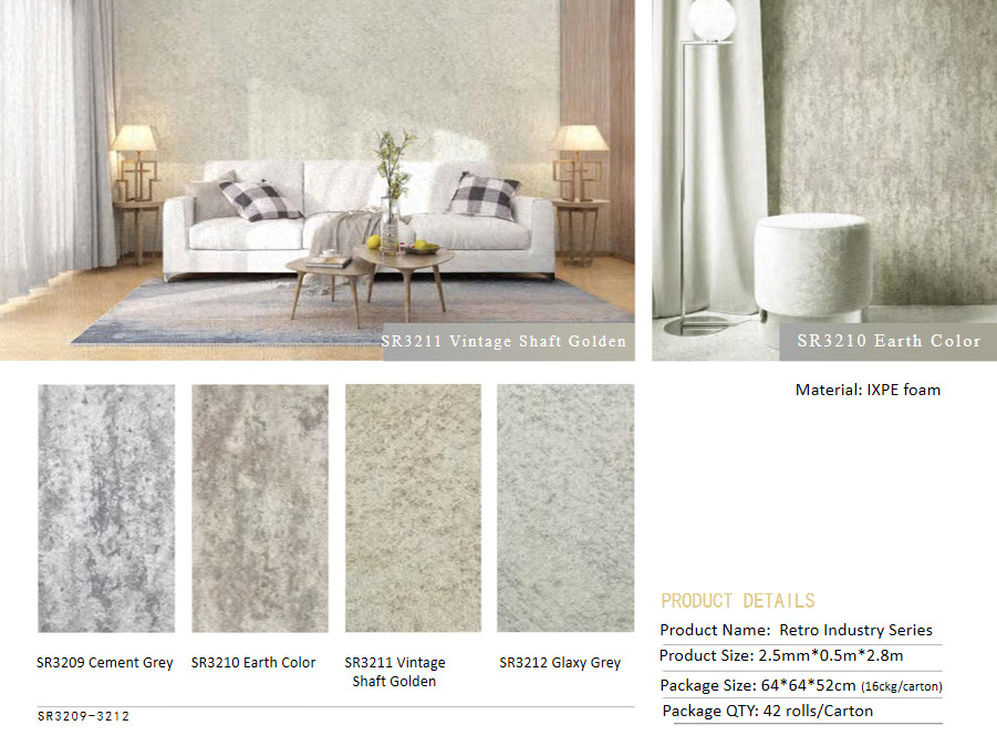 Multiple Colors Odorless Self Adhesive Pe Foam Wallpaper For Home Decoration