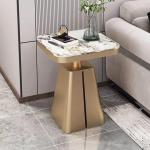 Modern Stainless Steel Shelf Marble Sofa End Table Square Edge