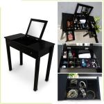 Black Solid Wood Material Large Capacity Wooden Mirror Table For Bedroom
