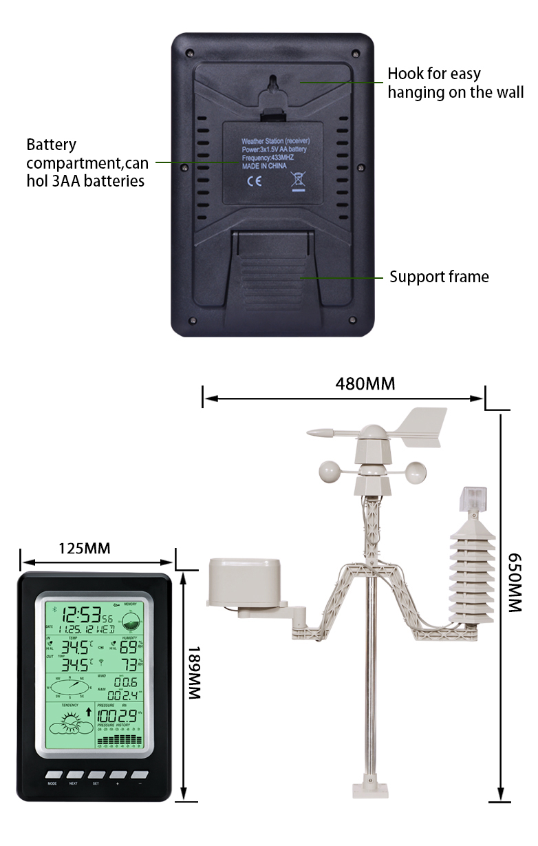 Home Solar Weather Station With Professional Anemometer And WiFi Forecast