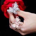 Fashion Colorful Butterfly CZ Gold Ring For Women Girls Fashion Engagement