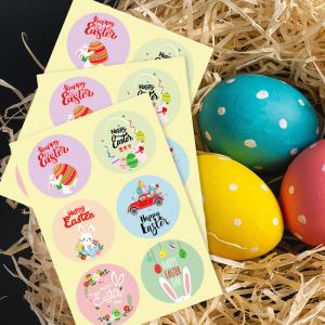 Quality Silk Screen Printing Easter Egg Stickers Easter Bunny Children DIY 128gram wholesale