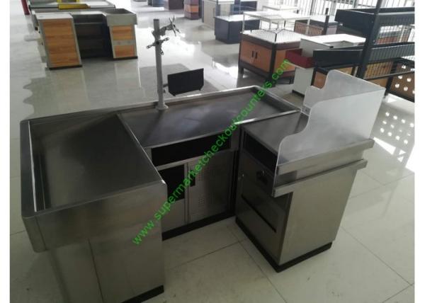 Stainless Steel Cash Register Checkout Counter / Shop Checkout Stand
