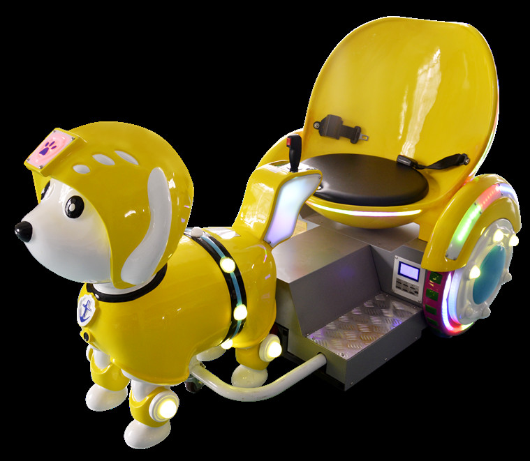 Three - Wheeled Kids Arcade Machine , Animal Shape Ride Puppy Rickshaw For Amusement Park
