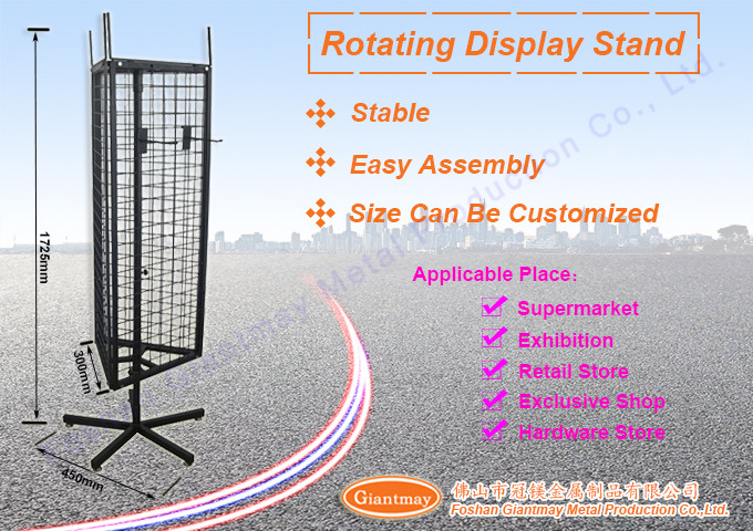3 Sided Metal Shelf Revolving Stand Wire Rotating Display Rack
