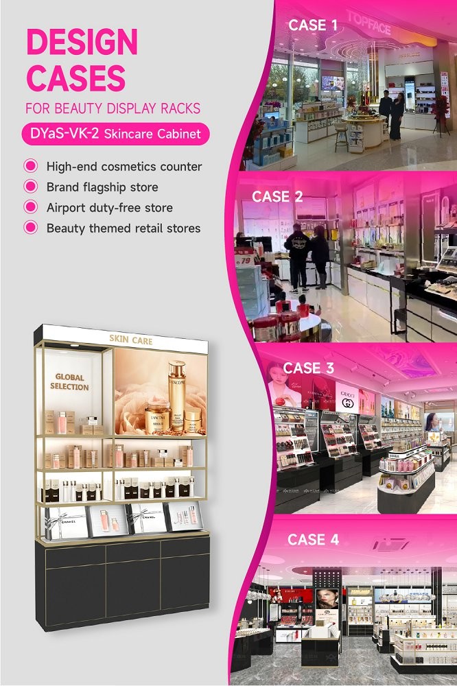 DYaS-VK-2 Skincare Display Cabinet with 60mm Light Box and Hidden LED Strips