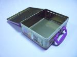 Colorful Metal Tin Lunch Box , Tinplate Cover Hinge Square Tin Box