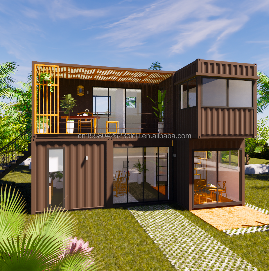 Customized Color 20ft Flat Pack Living Steel Frame Modular Home Prefab Sandwich Panel Shipping 3 Bedroom Container House