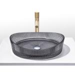 Crystal Glass Wash Basin Transparent Black Color Bathroom Countertop Sink