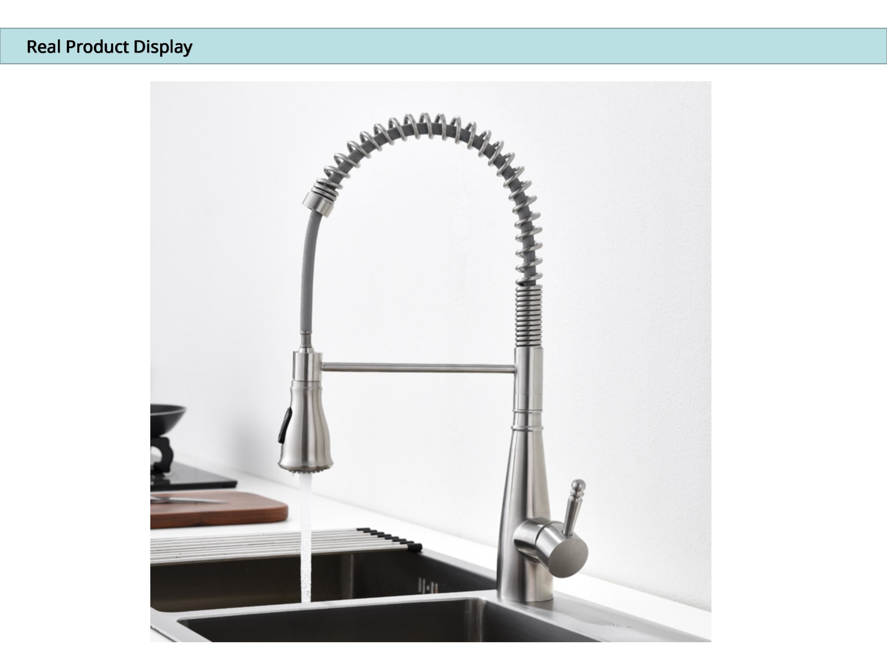 Retractable Spring Coil Kitchen Faucet Space Saving Motion Sensor For Sink