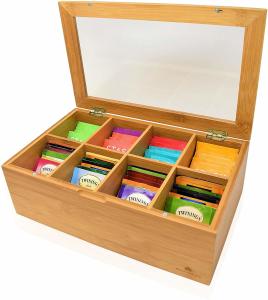 Quality Bamboo Pantry Tea Organizer With Clear Window Top wholesale