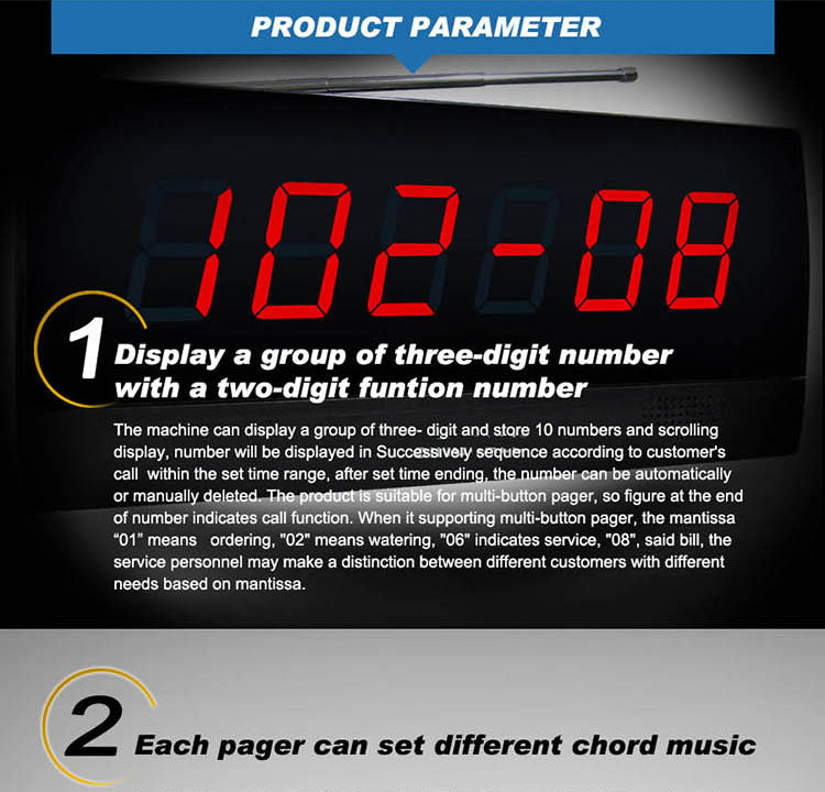 Restaurant wireless voice paging system digital display receiver support connect with computer