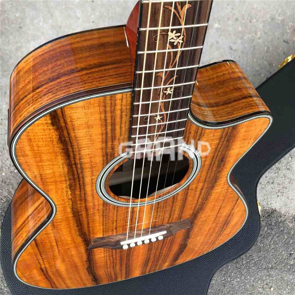 Top Quality Cutaway K24c Natural Koa wood acoustic guitar,Factory Custom 41 inch k24 Koa classic guitar,Free shipping