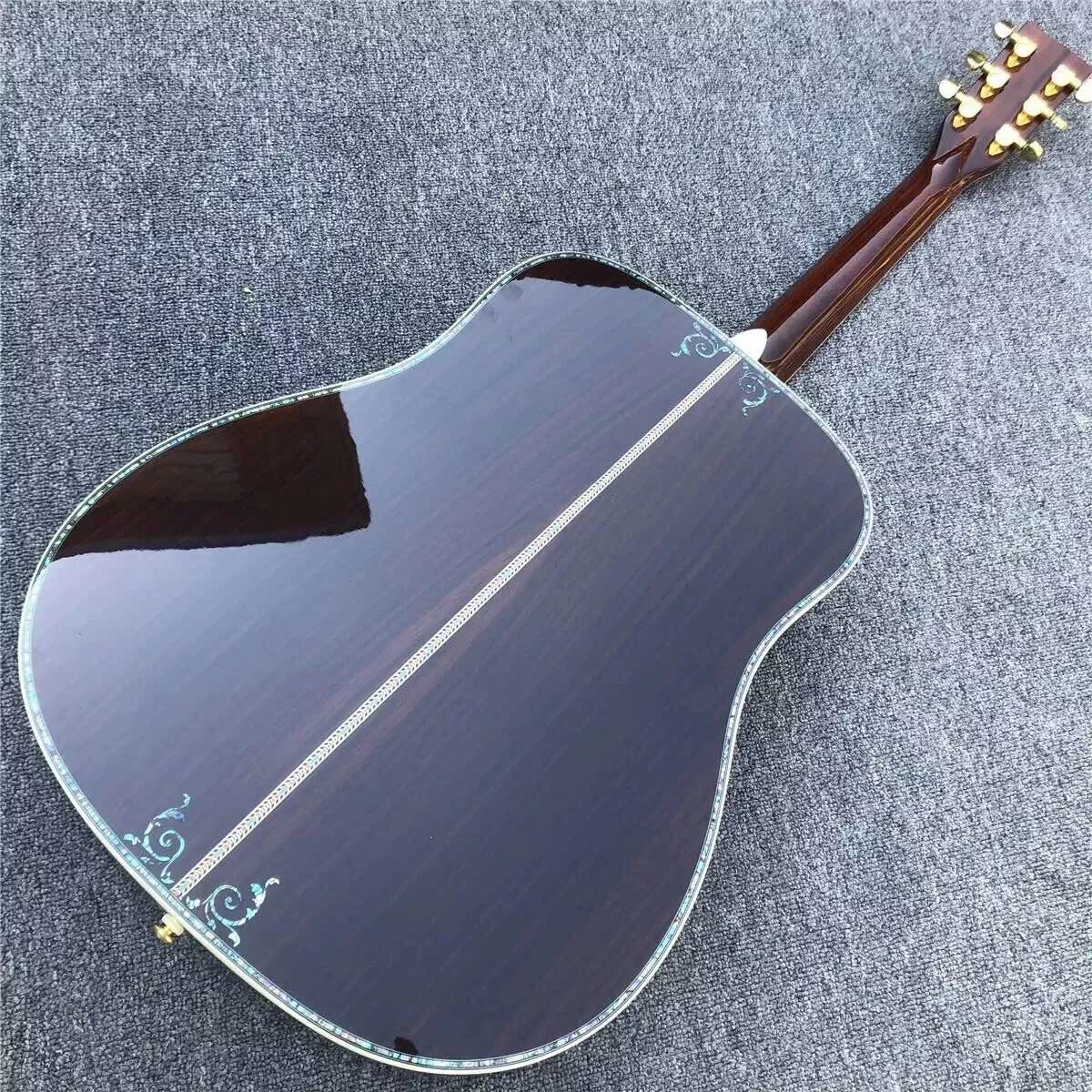 Custom New All Solid Wood Sunburst 41" D Type Acoustic Guitar Abalone Ebony Fingerboard