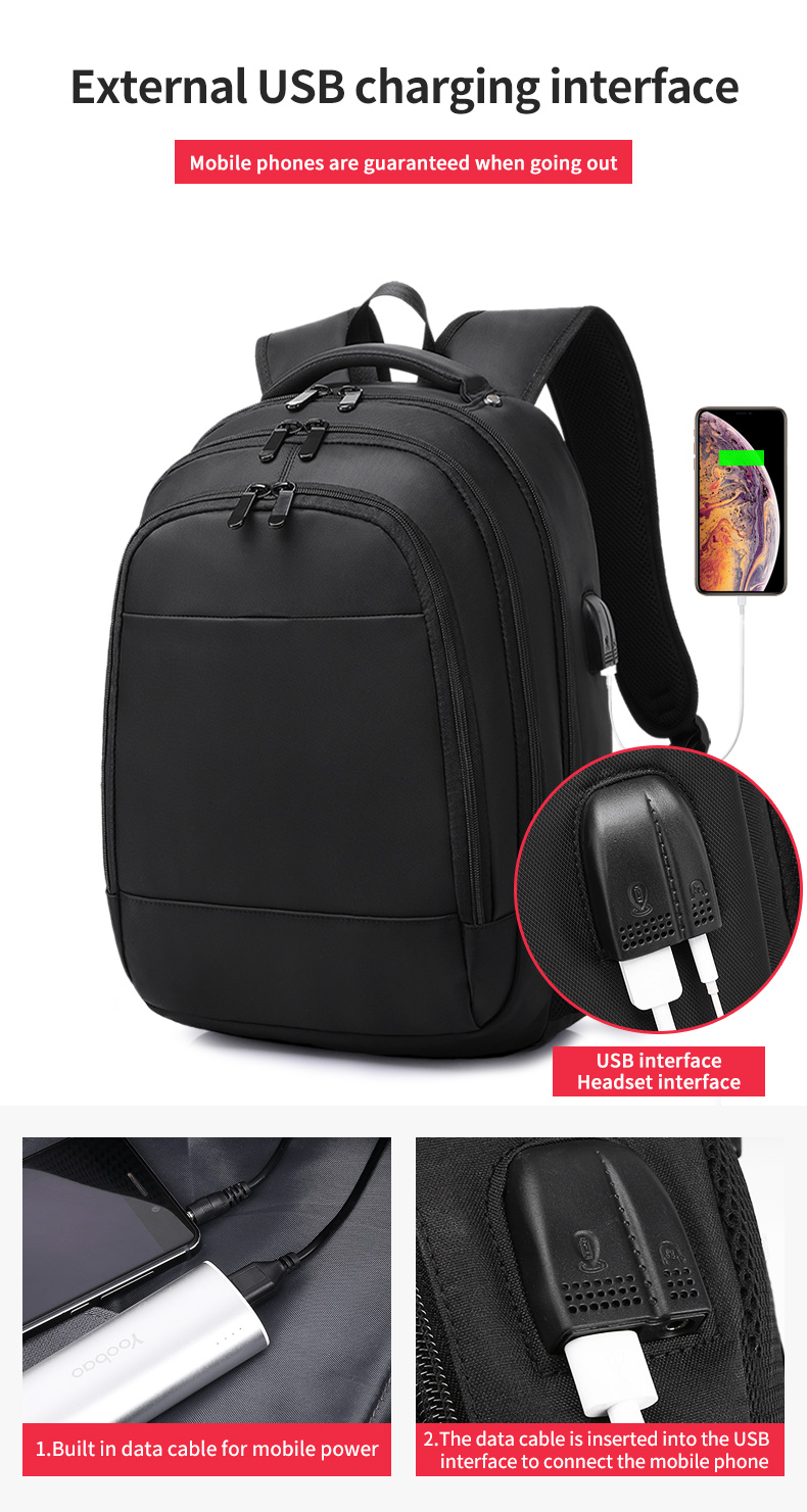 High quality products customized logo waterproof black Laptop Backpack men business Backpack