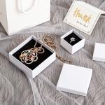 Luxury Rigid Paper Jewelry Boxes Black Cardboard Paper Necklace Packaging Box