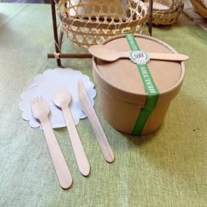 Quality Diameter Of 14 Cm Disposable Takeaway Box Kraft Paper Food Container Set With Cutlery Used In Hotel Restaurants wholesale
