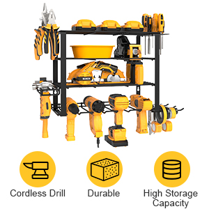 Heavy Duty Floating Tool Shelf Organizer Wall Mounted Garage Storage Rack for Handheld Power Tools