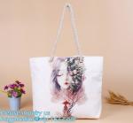 Promotional custom portrait printing lady shoulder bag,cotton canvas shopping