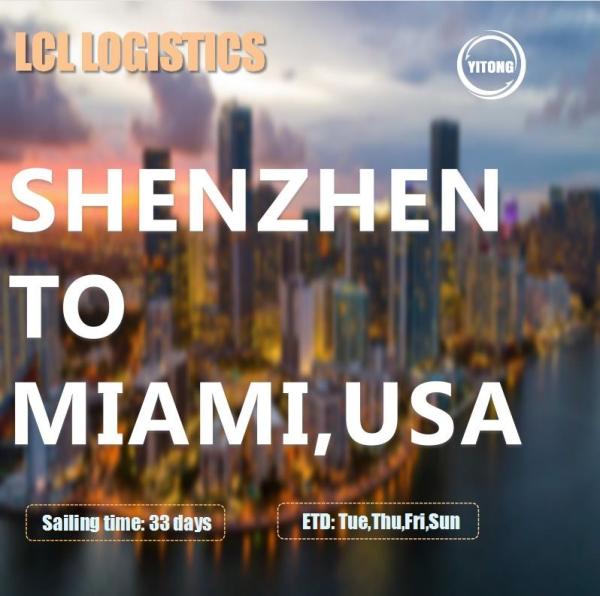 Cheap Direct Sailing LCL International Shipping Agent From Shenzhen To Miami USA for sale