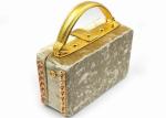 Golden Metalic Evening Clutch Bags Small Sized With Retro Carved Diamond