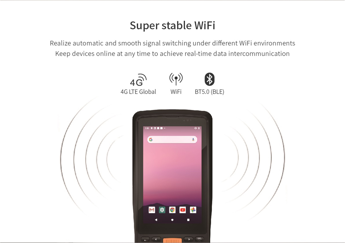 Industrial Android Barcode Scanner PDA with Rugged Design and Waterproof Communication