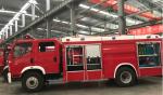 HOWO Red Color Water Tank Fire Truck 4000L Capacity For Road Spraying Multipurpo