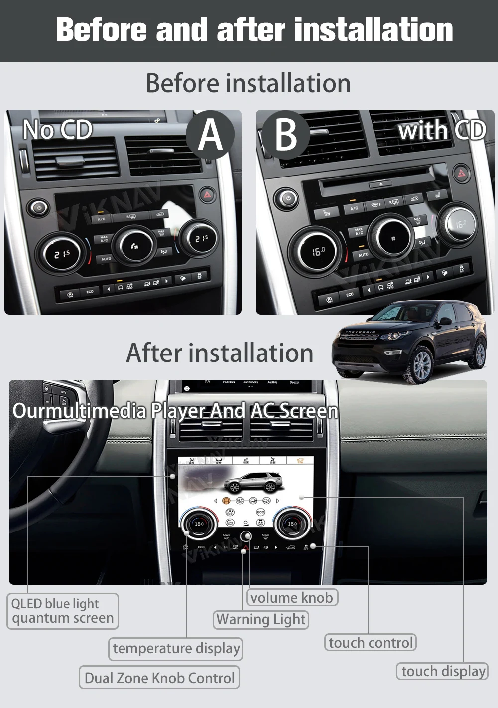 10.4 Inch For Land Rover Discovery Sport L550 2015-2019 AC Air Conditioning Panel Climate Control LCD Screen HD Touch