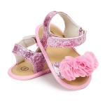 Amazon Hot sale Lace flower Soft sole baby barefoot red toddler sandals