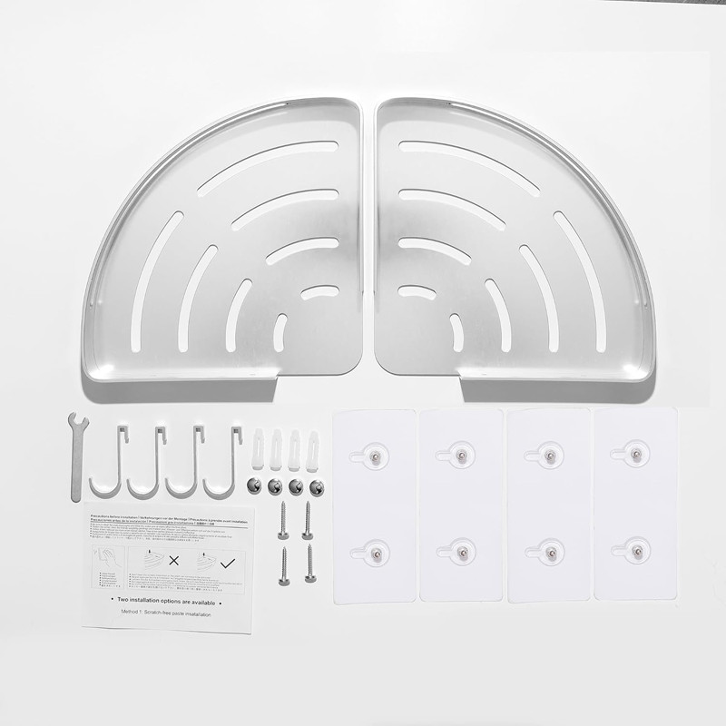 Strong Adhesive Shower Caddy with Hooks for Brushes and Sponges