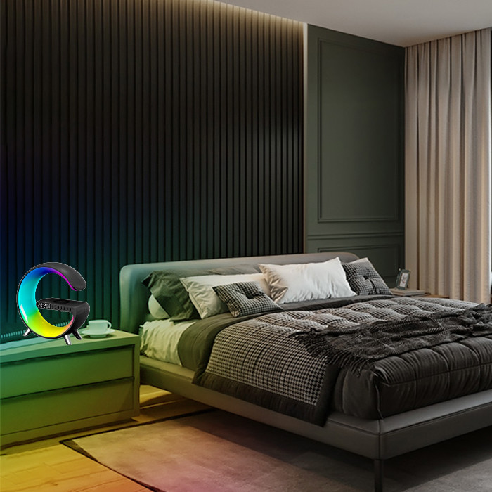 Voice Control G Speaker Lamp with Portable Design and RGB Light Color