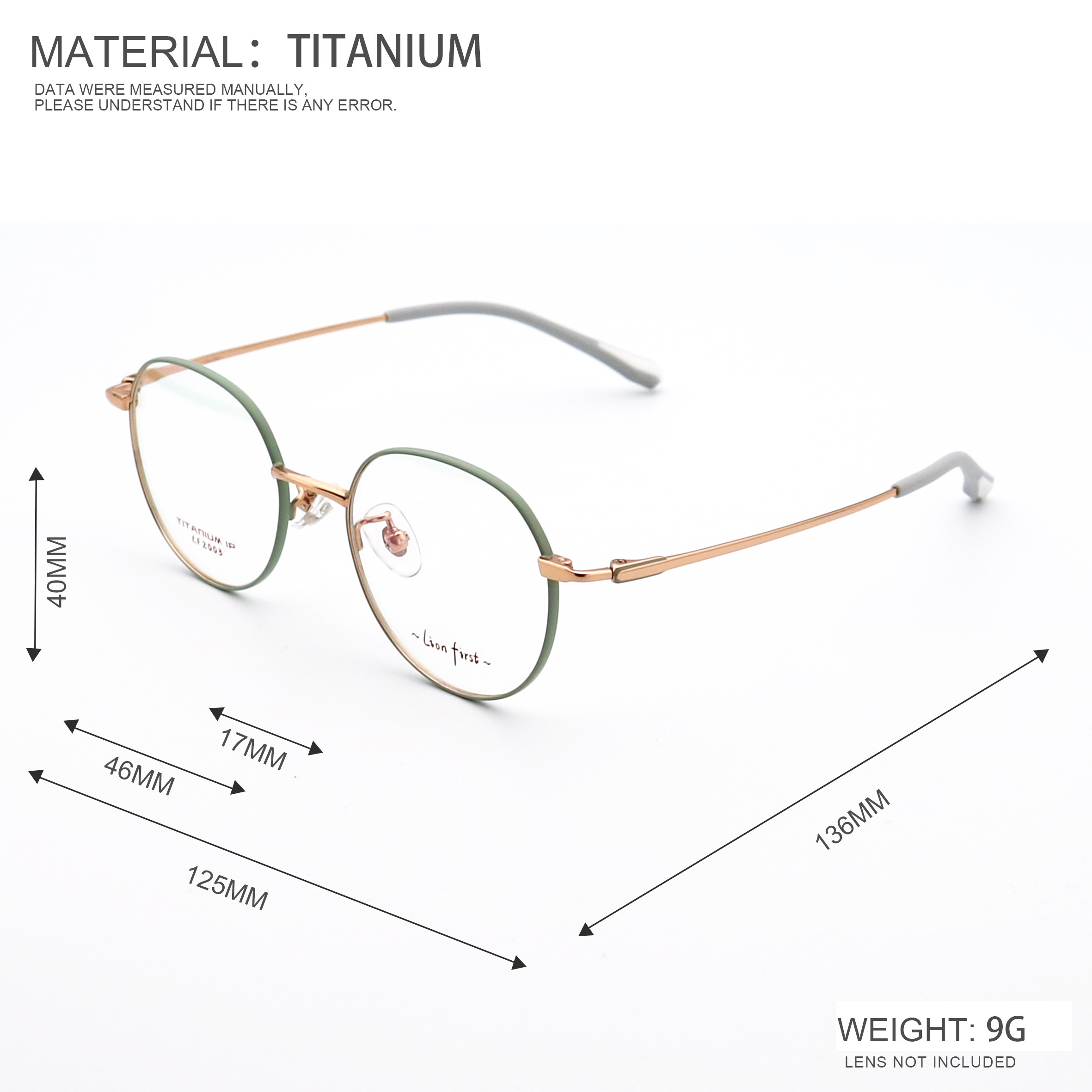 Lightweight Temple Length Adaptation B Titanium Frame LF 2003