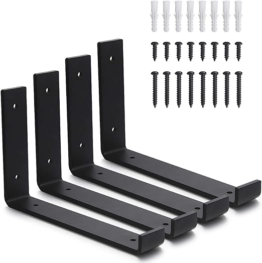DIY Floating Shelf Stainless Steel J Brackets with Lip Wall Mounting Metal Shelf Supports