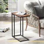 C-Shaped Snack Table Portable Laptop Holder Table Sofa Side Table Wood Look