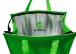 Non Woven Insulated Cooler Bags Green Color Customized LOGO For Picnic