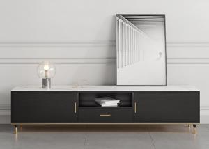 Quality Solid Wood TV Unit Coffee Table Set Stainless Steel Bottom Frame wholesale