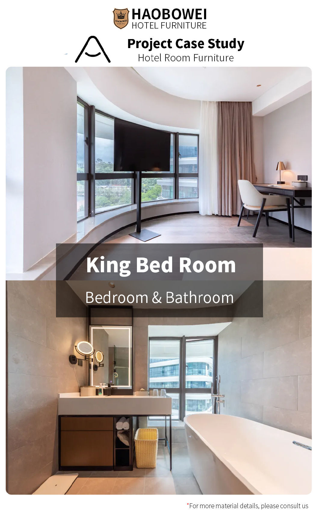Modern Luxury Style Hotel Furniture Standard Double Bedroom Set Five Star Headboard