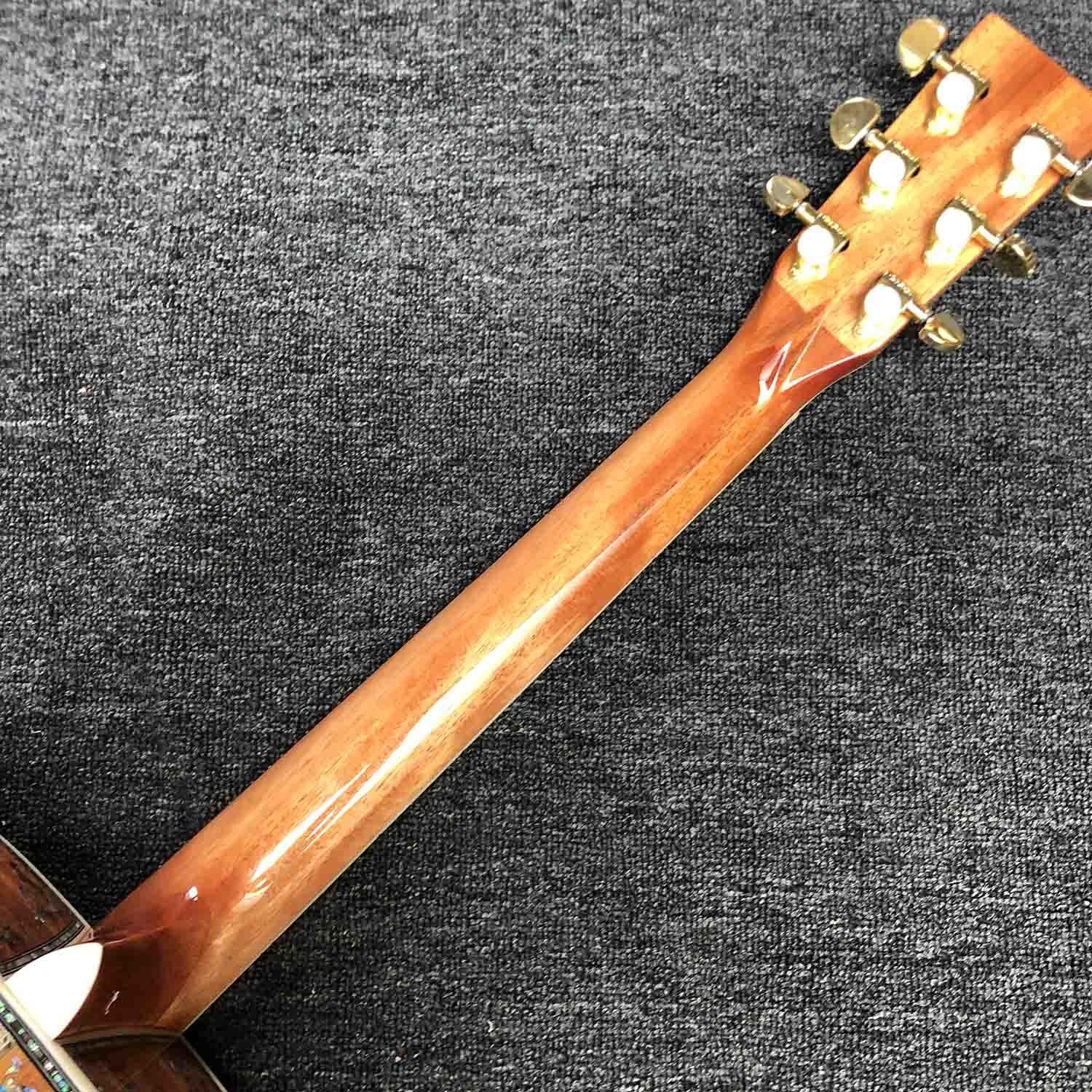 Custom Solid KOA Wood Acoustic Guitar Abalone Vase Inlays Binding D45K D Body